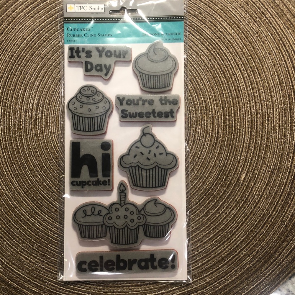 TPC Studio Cupcakes Rubber Cling Stamps